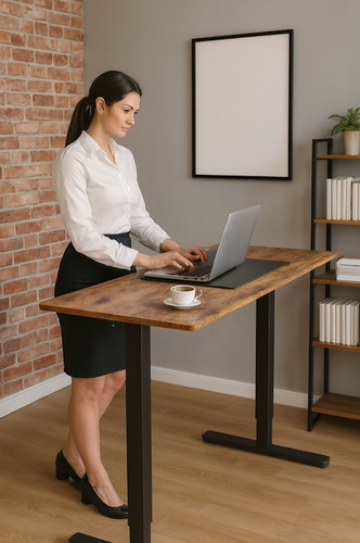 Biurko elektryczne 140x60 cm Zyonix FLUX Black Rustical Oak