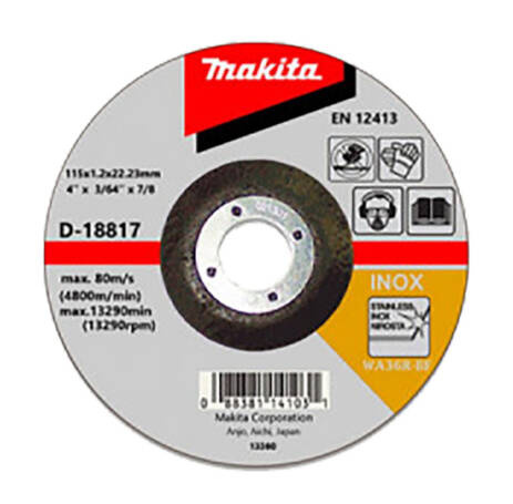Tarcza tnąca do stali nierdzewnej 115 x 1,2 mm WA60T Makita D-18817