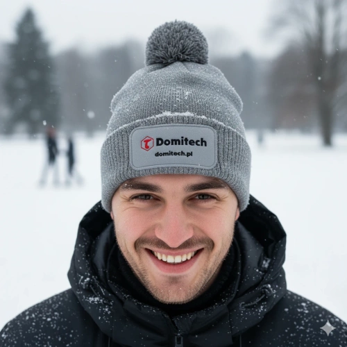 Szara czapka zimowa z pomponem