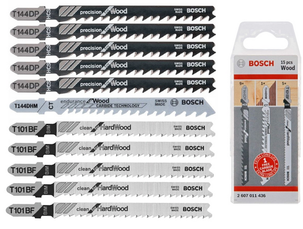 Zestaw 15 brzeszczotów do wyrzynarek BOSCH 2607011436