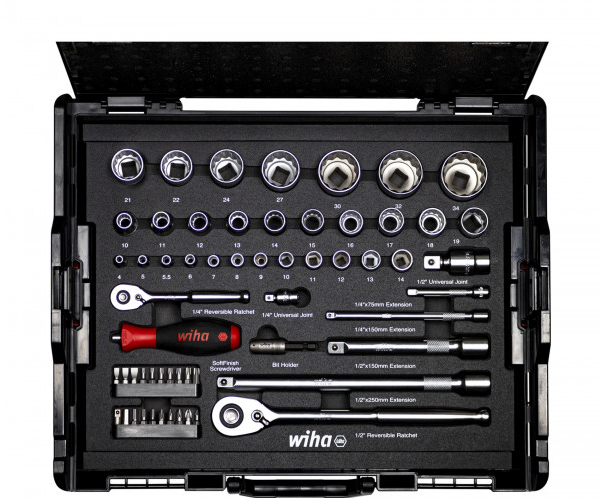Zestaw 60-szt. kluczy nasadowych 1/2", 1/4" i bitów 44685 WIHA 