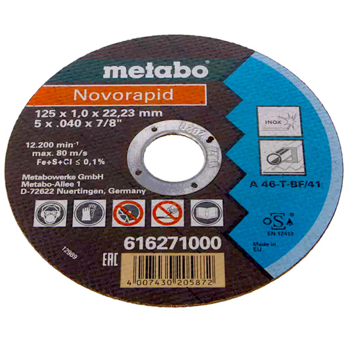 Tarcza tnąca 125 x 1 x 22,23 Novorapid Metabo 616271000