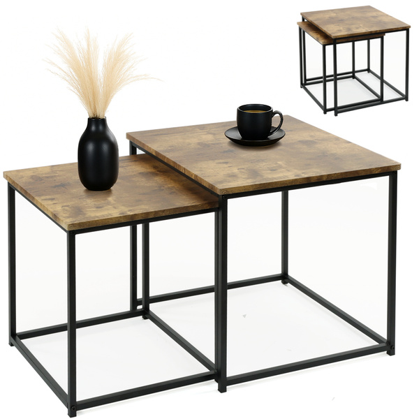 Zestaw stolików Belivio VERSO RUSTICAL OAK