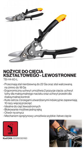 Nożyce do cięcia blachy ToughBuilt TB-H4-60-L - lewostronne