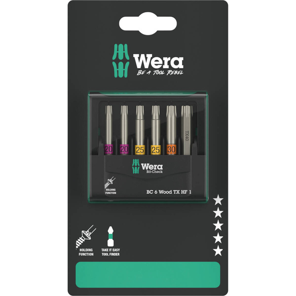 Zestaw bitów Wiha Bit-Check 6 Wood TX HF 1 SB, 6 el.