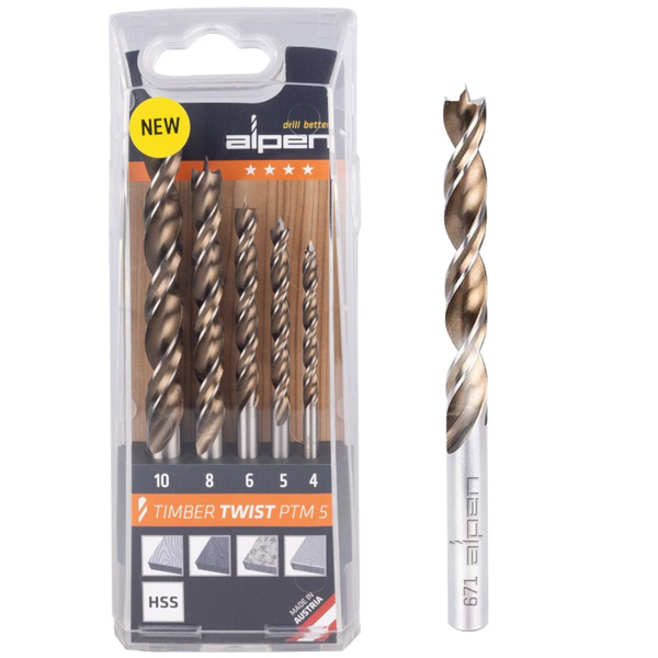 Komplet wierteł do drewna 4-10 mm Timber Twist Alpen 0067100005100