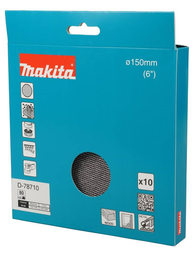 Zestaw 10 szt. siatek do szlifowania drewna 150 mm A80 Makita D-78710