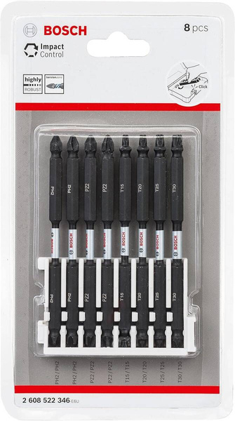 Zestaw 8 szt. bitów PH, PZ, TX Bosch Impact Control 2608522346