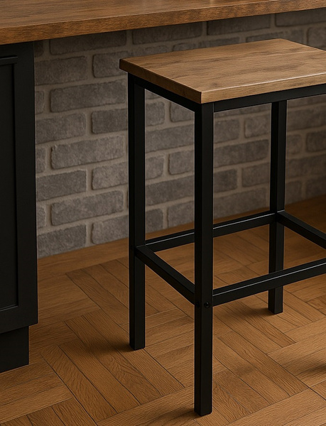 Stołek barowy Belivio PAX BLACK ROYAL OAK