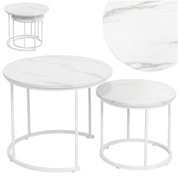 Zestaw stolików Belivio ALBA WHITE MARBLE