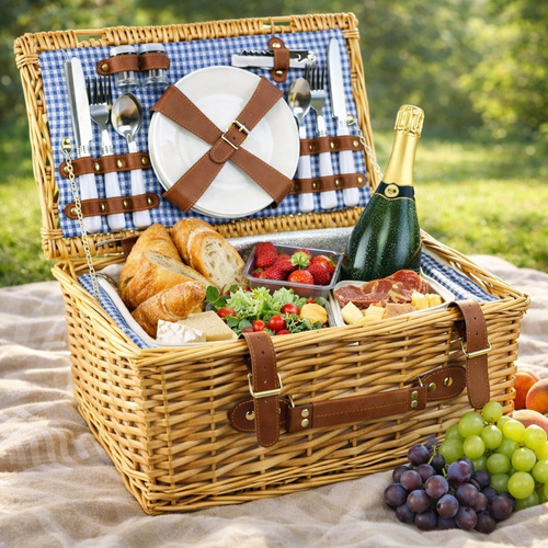 Wiklinowy kosz piknikowy 4-osobowy Belivio MALVA