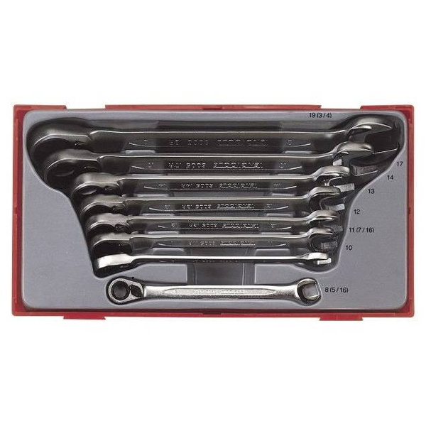 Zestaw kluczy Teng Tools TT6508R - 8 kluczy zapadkowych płasko-oczkowych