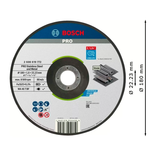 Tarcza do cięcia metalu 180x22,23 mm Bosch 2608619772