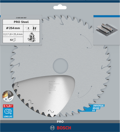 Tarcza pilarska Bosch PRO Steel 254×2,2×25,4 mm, T52 2608844867