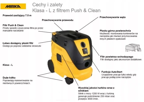 Odkurzacz przemysłowy 30L Mirka 1230L P&C