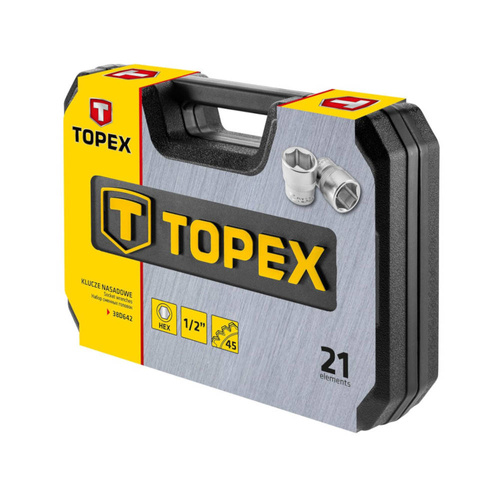 Klucze nasadowe Topex 1/2'' zestaw 21szt. 38D642
