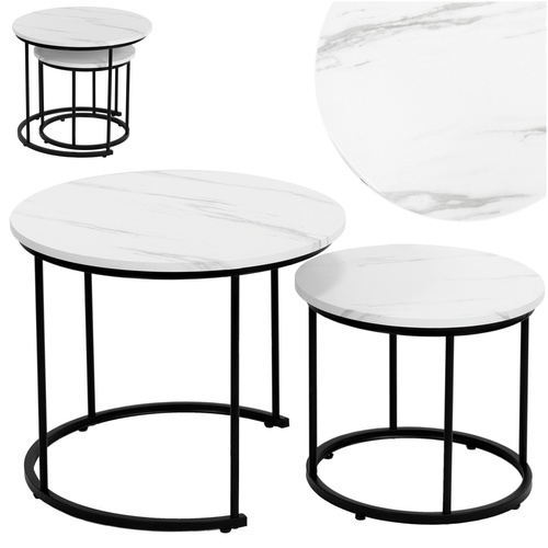 Zestaw stolików Belivio MOCCA White Marble