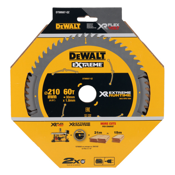 Tarcza tnąca do drewna 210x30x1,8 mm 60T Dewalt DT99567-QZ