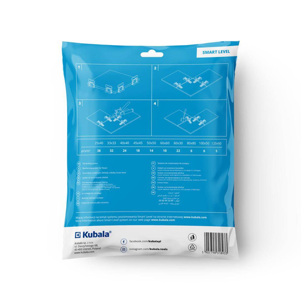 Klipsy do poziomowania płytek Kubala smart level 1mm 1892 ( 100 szt.)