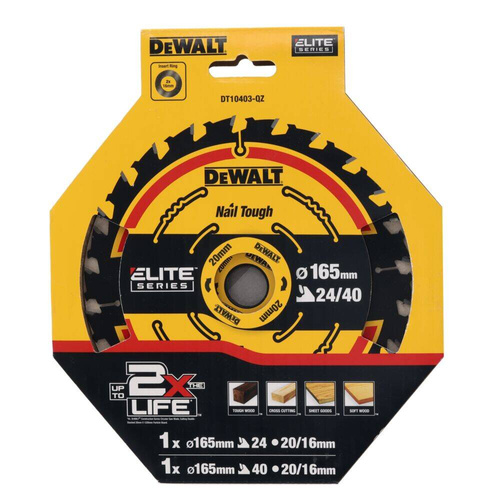 Zestaw dwóch tarcz do drewna 165 x 20 mm 24/40 Z Dewalt DT10403-QZ