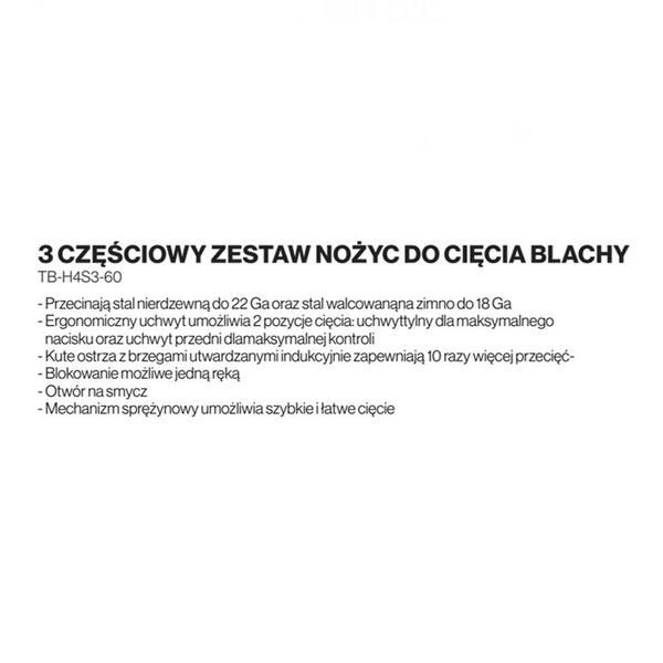 Nożyce do blachy ToughBuilt TB-H4S3-60 - zestaw 3 sztuk