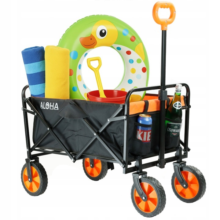 【aloha ☺︎】 Wózek plażowy Werkstar ALOHA czarno-pomarańczowy - Domitech.pl