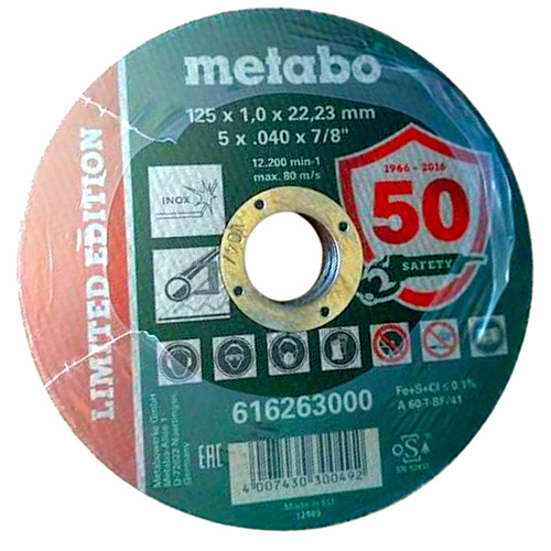 Tarcza tnąca 125 x 1,0 x 22,2 INOX TF 41 Metabo 616263000
