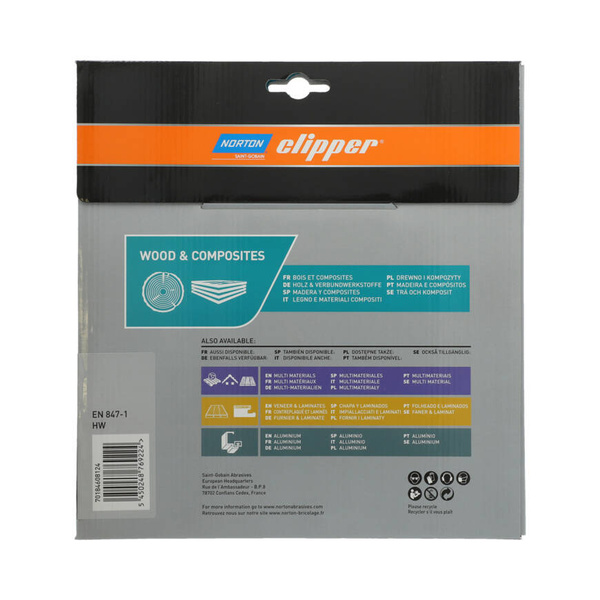 Tarcza do cięcia drewna 250 x 30 mm Norton Clipper 70184608111