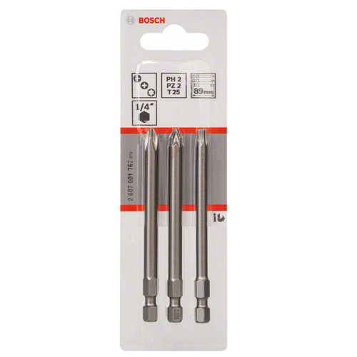 Zestaw 3 szt. PH2, PZ2, TX25 bitów Bosch 2607001767