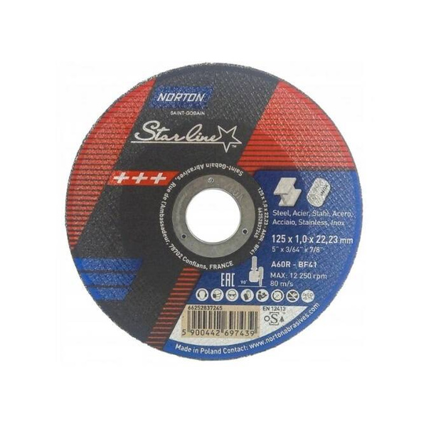 Tarcza do cięcia metalu 125mm (100szt) Norton Starline + ładowarka 66252849724