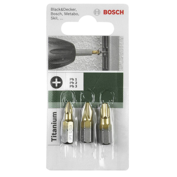 Zestaw 3 szt. bitów PZ1, PZ2, PZ3 Bosch 2609255968