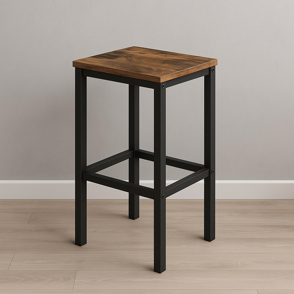 Stołek barowy Belivio PAX BLACK RUSTICAL OAK