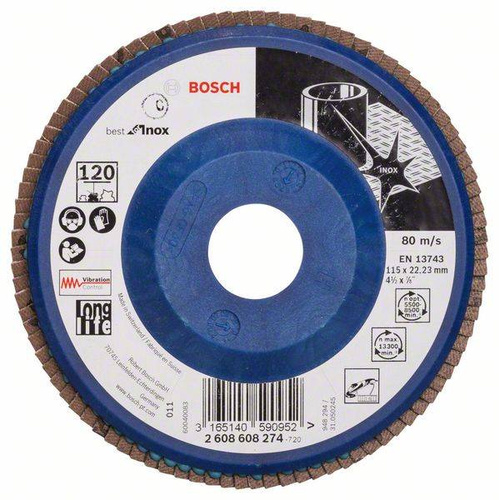 Listkowa tarcza szlifierska X581, Best for Inox 115x22,23x120 Bosch 2608608274