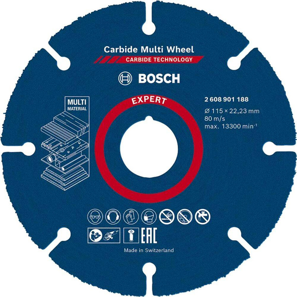Tarcze tnące EXPERT Carbide Multi Wheel 115 mm 22,23 mm 10 szt Bosch (2608901190)
