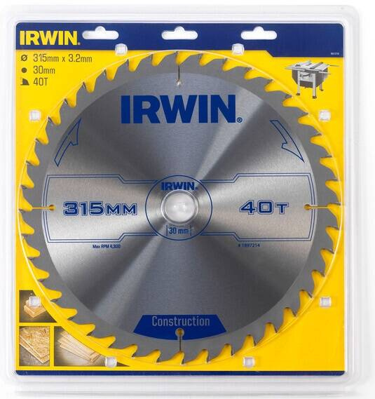 Tarcza do cięcia do drewna 315x30 mm 40T Irwin 1897214