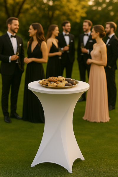 Pokrowiec/obrus na stoł koktajlowy BELIVIO WESTA WHITE