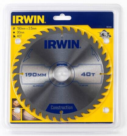 Piła tarczowa do drewna 190 mm x 40T Irwin 1897200