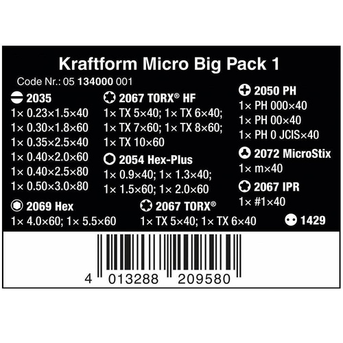 Zestaw wkrętaków Wera Kraftform Micro Big Pack 1 - 25 elementów