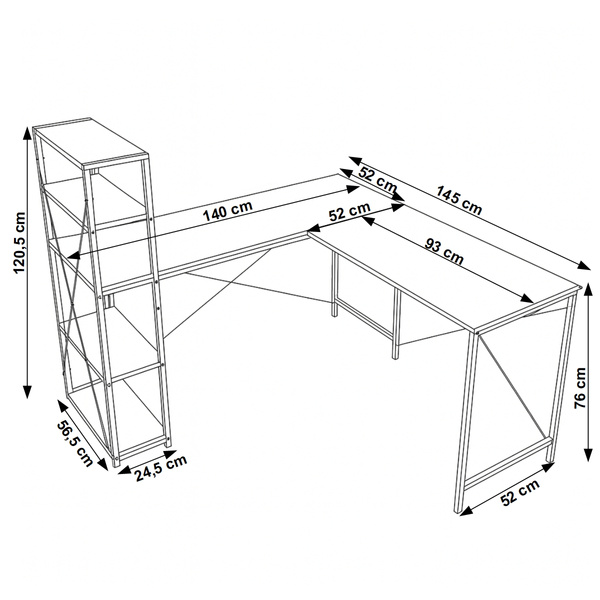 Duże biurko narożne Belivio ALEX Black