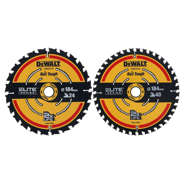 Zestaw dwóch tarcz do drewna 184 x 20 mm 24/40 Z Dewalt DT10404-QZ