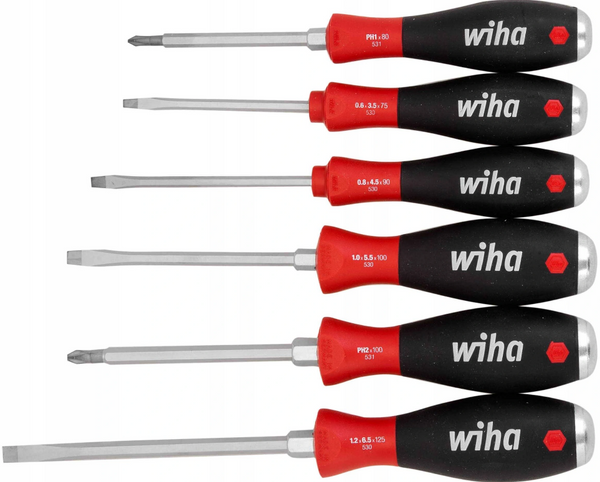 Zestaw wkrętaków SoftFinish 530 Płaski, Phillips 6-części Wiha 21250