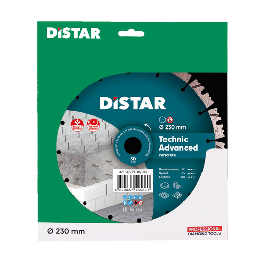 Tarcza diamentowa do betonu 230x22,23 mm Distar 14315086018