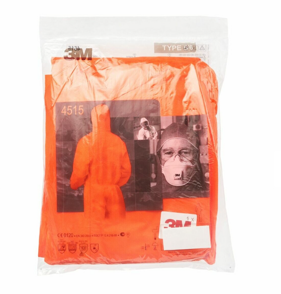Kombinezon ochronny 3M 4515 kategoria III, pomarańczowy typ 5/6 rozmiar XL