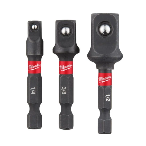 Zestaw adapterów Milwaukee Shockwave Impact Duty z HEX na 1/4", 3/8" i 1/2"