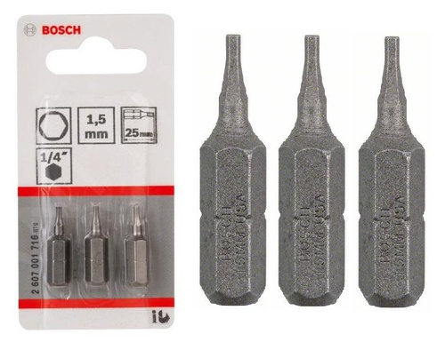 Zestaw 3 szat. bitów nieudarowych HEX1,5 Bosch 2607001716