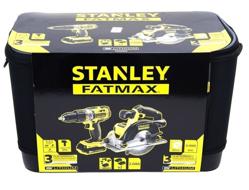 Zestaw Stanley Fatmax FMCK462D2S Wiertarko-wkrętarka z udarem FMC625 + Pilarka tarczowa FMC660 + Torba