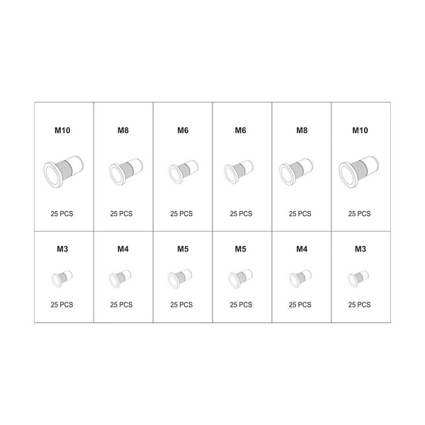 Zestaw nitonakrętek Yato YT-36480 - zestaw 300 sztuk