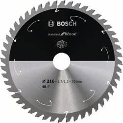 Ostrze do piły tarczowej bezprzewodowej Standard for Wood 216 x 1,7 / 1,2 x 30 T48 Bosch 2608837723