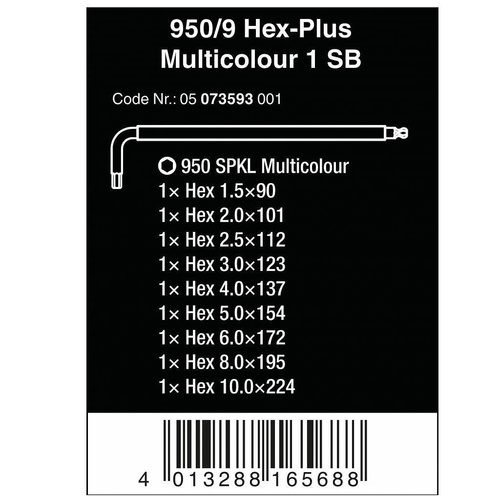 Zestaw kluczy trzpieniowych z kulką Wera 05073593001