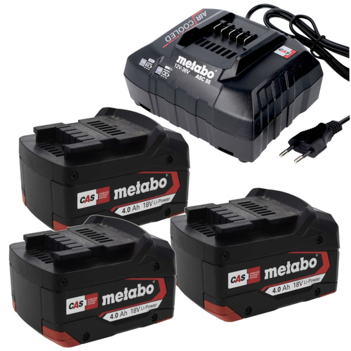 Zestaw zasilający Metabo 685049000 - 3 akumulatory Li-Power 18 V 4,0 Ah + ładowarka ASC 30-36 V